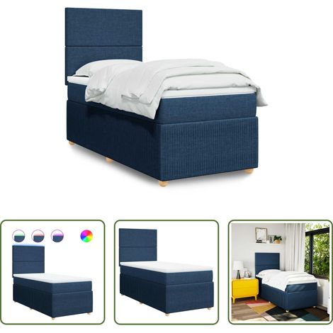 vidaXL Sommeil réparateur - Sommier à lattes de lit avec matelas Bleu 100x200 cm Tissu (1/5)