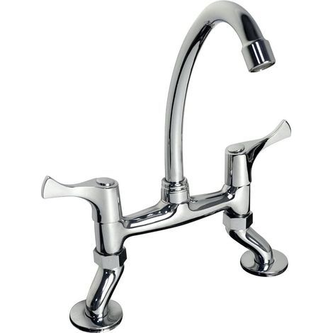 Robinet de cuisine Renaissance Retro Mixer à deux poignées en laiton (1/4)