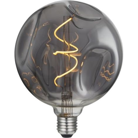 Ampoule LED Globe Fumée 5W – 1800K – Verre Bombé Gris – Filament Décoratif Vintage