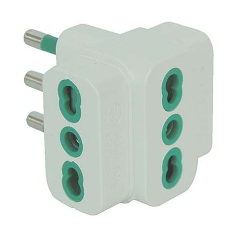 ADATTATORE TRIPLO 16A-16A GARANTI - BIANCO 2P+T- 10 pezzi
