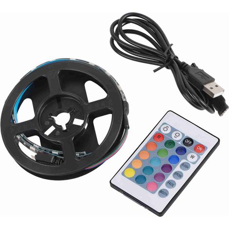 Striscia LED RGB USB da 1,09 m con angolo di illuminazione di 120°, telecomando impermeabile e tastierino numerico a 24 posizioni. (1/5)