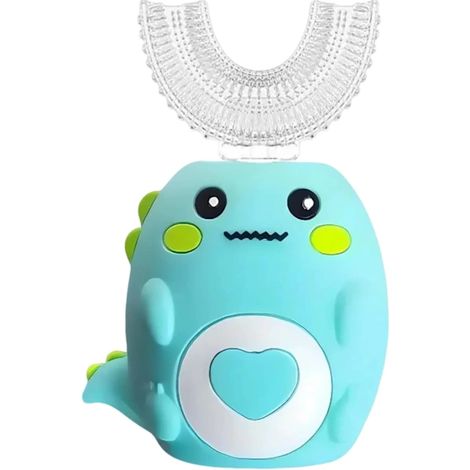 Brosse à dents électrique en forme de U pour enfants, brosse à dents sonique automatique à 360° avec 3 modes de nettoyage, étanche IPX7, motif dessin animé, FS-AquaForge