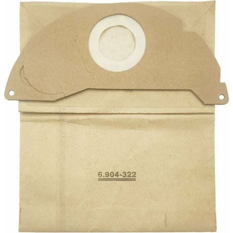 Bolsas de aspiradora para Kärcher WD2, paquete de 8 bolsas de filtro de papel Bolsas de filtro premium para Kärcher 6.904-322.0 WD 2.200 A2004 Bolsas de aspiradora, (1/5)