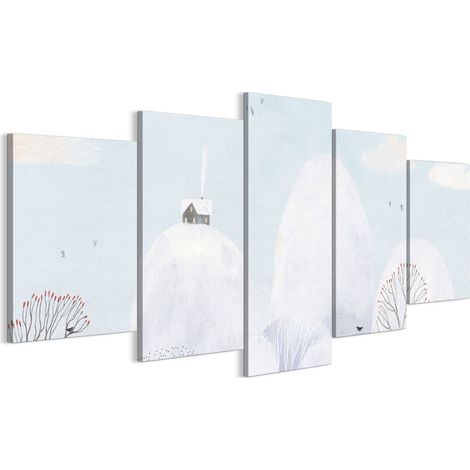 Quadro su tela italiana 100 x 50 cm pentattico - stile minimalista - natura Quadro su tela italiana 150 x 75 cm pentattico - stile minimalista - natura (1/5)