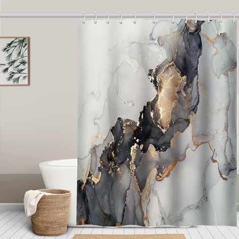 Rideau de Douche 100% Polyester pour Baignoire et Salle de Bains, Lavables, Anti-moisissure et Antibactérien 180 x 180 cm (1/5)
