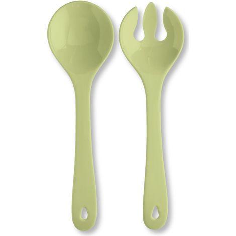 Couverts à salade en plastique 31 cm grand 2 pièces vert Couverts à salade en plastique avec cuillère à salade et fourchette à salade pour servir passent au lave-vaisselle et résistants (1/5)