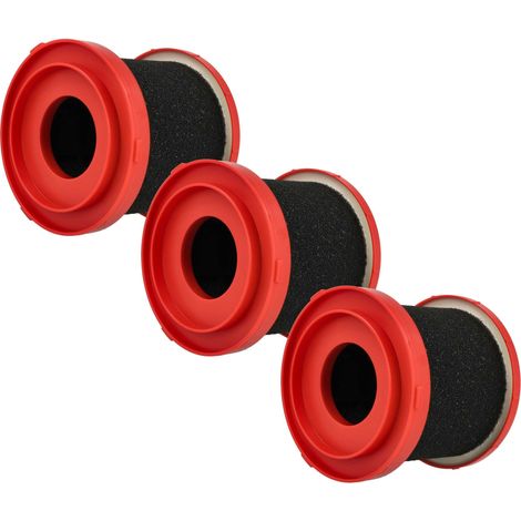 vhbw 3x Wet Filter compatible with Milwaukee 0880-20 - M18, 0960-20 - M12, 0960-21 - M12 Vacuum Cleaner - Foam Red Black