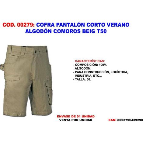 cofra finstock pantalon corto verano algodon comoros beig t50