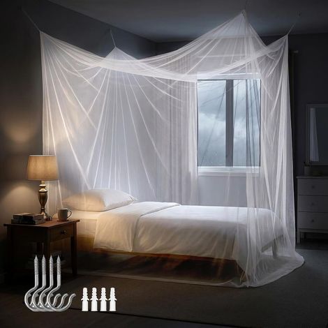 220x100x200 cm Moustiquaire pour Lits Simples Écran de Protection Anti-Insectes Kit de Suspension Complet, Filet rectangulaire Qui Vous protège et Repousse Les Insectes (1/5)