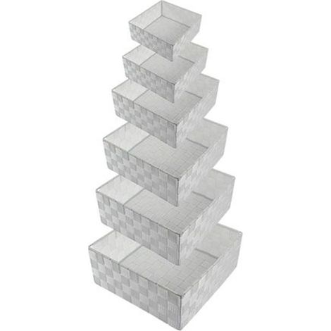 TRADE SHOP - 6 Pz Scatola In Tessuto Contenitori Organizer Bagno Armadio Porta Oggetti Grigio 79073 -