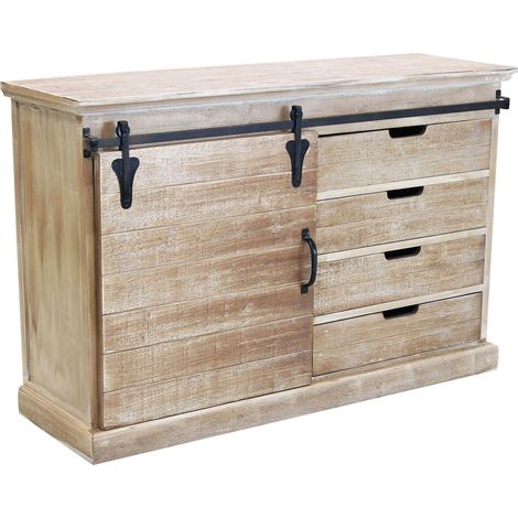 Mobile credenza madia da interno con 4 cassetti e 1 anta scorrevole struttura in legno e metallo Linea Industrial (1/5)
