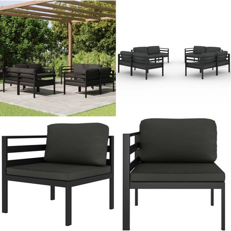 Salon de jardin 8 pcs avec coussins Aluminium Anthracite - Salon De Jardin - Meubles De Jardin - Set De Salon De Jardin - Canapé D'angle - Aluminium - Home & Living (1/5)