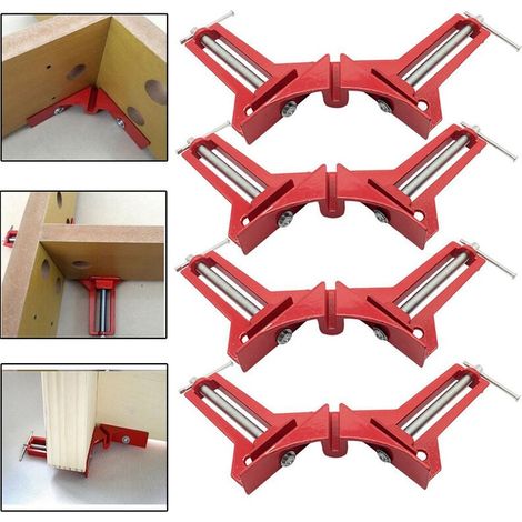 Verstellbarer Winkel-Holzbearbeitungsschraubstock-Satz, 90°-Winkelklemme, 4-teilig, rote Winkelklemme für Holzbearbeitung, Befestigung von Aquarien, Rahmenverstärkung. (4 Stück) (1/5)