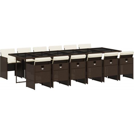 vidaXL Set da Pranzo da Giardino 13pz con Cuscini Marrone Polyrattan (1/5)