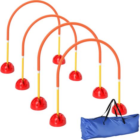 Agility Set Hunde 4-teiliges Agility-Ausrüstung mit 4 Tür in verstellbarer Breite Tragetasche 100 x 19,5 x 95 cm Orange