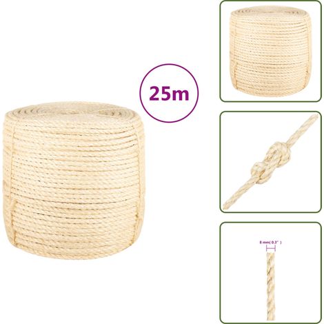 Corde 100 % sisal 8 mm 25 m - Corde Sisal - Corde Naturelle - Corde Épaisse - Corde Résistante - Corde Multi Usages (1/5)