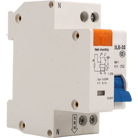Modularer Leitungsschutzschalter 16A 1P+N 230V, automatischer Schalter mit Überlast- und Fehlerstromschutz, DIN-Schienenmontage, kompakter Fehlerstromschutzschalter. (1/5)