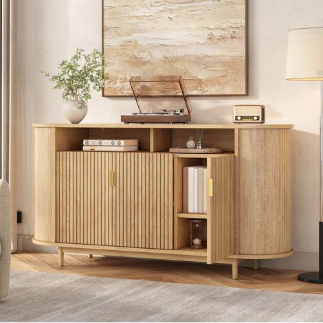 3-türiges Sideboard aus MDF und Spanplatte, 140 x 40 x 78 cm, OKWISH (1/5)