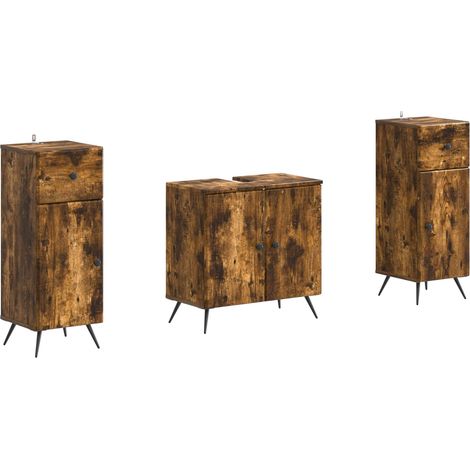 Maison Exclusive - Set di armadietti da bagno in 3 pezzi BREDA Rovere Fumo (1/5)
