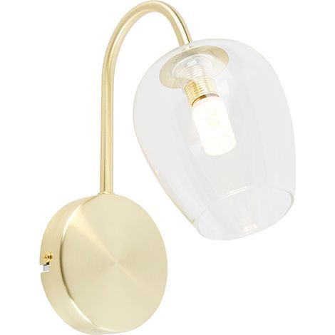 LED Dimmable Applique murale variateur inclus - 1 lumière - L 10 cm - Doré/Laiton - Classique/Antique - éclairage intérieur - Salon I Chambre I Cuisine I Salle à manger (1/5)