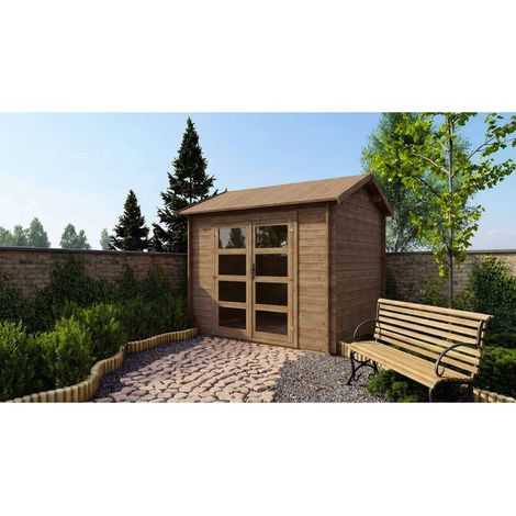 Casetta da giardino in legno - 9.00m2 - 3.00x3.00m - impregnata - 28mm - colore: marrone - DOM676