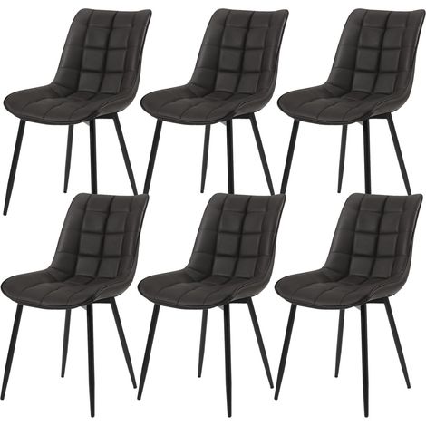 Woltu – Lot de 6 chaises de salle à manger – Assise rembourrée en similicuir – Pieds en métal – Hauteur 85.5 cm – Couleur anthracite (1/5)