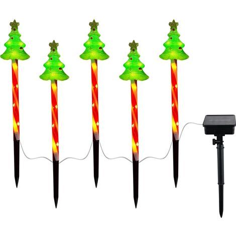 Set of 5 solar Christmas string lights for driveway, garden, patio, lawn (Christmas tree) - Waterproof - Solar LED - Stake-in - Energy Class A+++