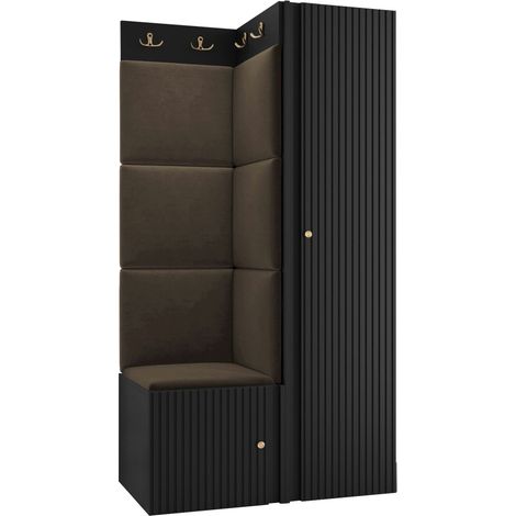 Meuble d'entrée Hartford 390, Polo 877, 186x82x46cm, MDF, Stratifié, Tissu, À poser, Murale