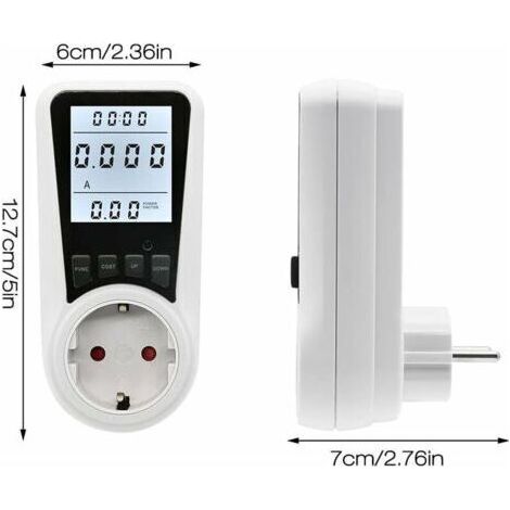 NALOOKAMIC Compteur ��lectrique pour prise de courant, compteur de co��t ��nerg��tique, compteur de courant, prise de courant, compteur ��lectrique avec ��cran LCD, 3680 W MAX/16 A