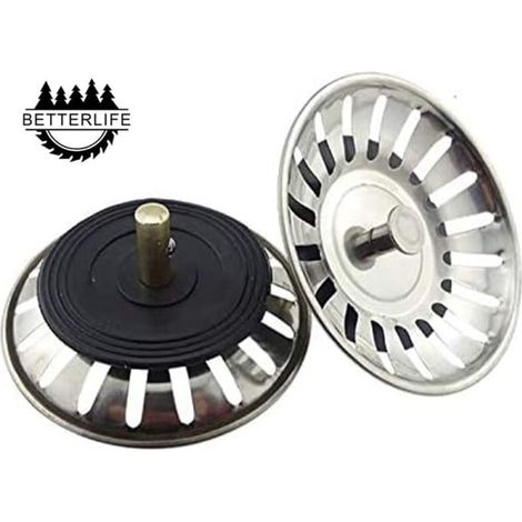 KLVGTIFS PU - Lot de 2 bondes universelles à panier de 8 cm en acier inoxydable, filtre double couche pour évier. (1/5)