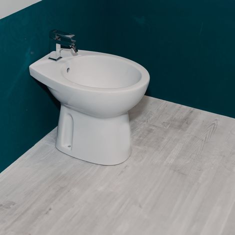 Bidet traditionnel sur pied céramique blanche 40 cm – Design compact et élégant – Installation au sol facile – Pour salles de bains modernes – Gravena