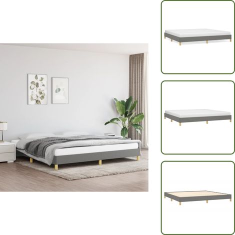 Cadre de lit sans matelas gris foncé 200x200 cm tissu - Cadre De Lit - Lit Double - Literie - Meuble De Chambre - Chambre À Coucher (1/5)