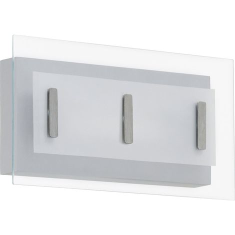 Applique murale applique extérieure lampe murale maison, IP44 résistant aux intempéries 2 ampoules, acier galvanisé, verre satiné, LED 7,4W 640Lm blanc chaud, LxLxP 18x33x6cm