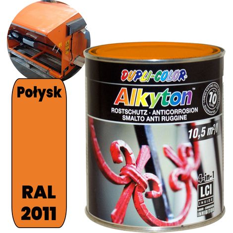 Vernice anticorrosione Alkyton lucida RAL 2011 per pennello, barattolo da 750 ml, per ruggine (1/5)