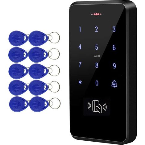 Système de Contrôle d'Accès de Porte Étanche DC12V IP68 RFID,3000 Utilisateurs+10 Keyfo Bleu (ID 125KHz) (1/5)