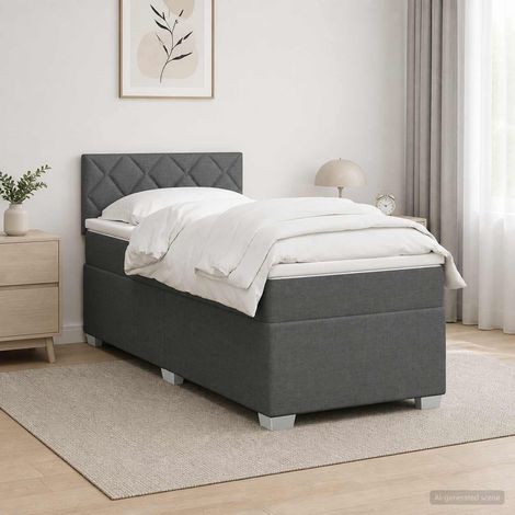vidaXL Lit de box spring avec matelas et LED Gris foncé 100 x 200 cm (1/5)