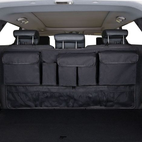 Organisateur Voiture 9 Poches avec 3 Sangles de Réglage Fixes Rangement Coffre de Voiture Multipurpose Pliables Sac de Rangement Voi (1/5)