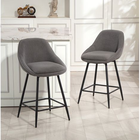 Sgabelli da bar, set da 2, rivestimento in corda, gambe in acciaio, grigio HAVRYA (1/5)