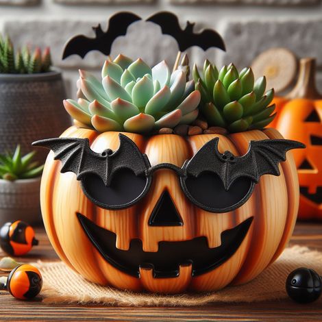 Pot À Plantes Citrouille - Pot À Succulentes Forme Crâne - Décoration Halloween Bureau Fenêtre Intérieur - 1 Pièce (1/5)