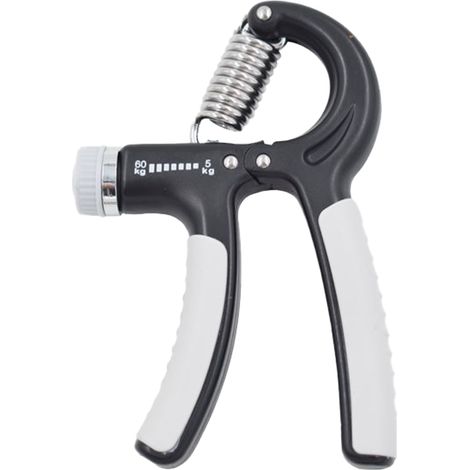 Poignée de musculation réglable 11 à 132,3 lb, grip renforcé pour hommes, développeur de force des mains, noir et gris, extenseur digital compact (1/5)