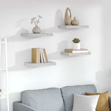 Schweberegale 4 Stk. Betongrau 40x23x3,8 cm MDF