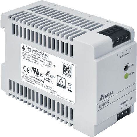 DRS-24V100W1AR: Netzteil DIN 24V/4A, SYNC, Kunststoffgehäuse, mit Relais
