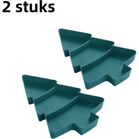 Plateau À Fruits - Forme Sapin De Noël - 3 Compartiments - En Plastique - Pour Fruits Bonbons En-Cas - 2 Pièces (1/5)