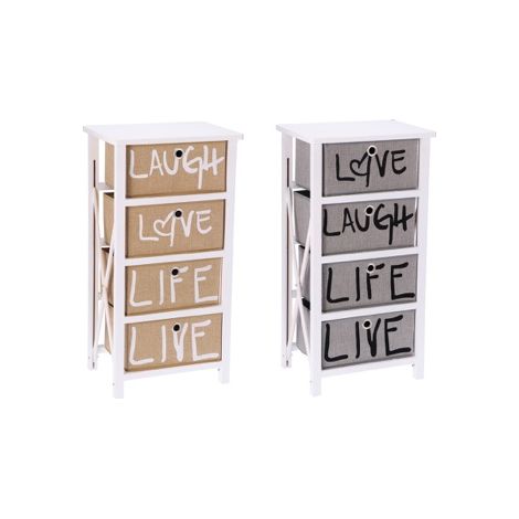 Mobile Cassettiera in Legno MDF 4 Cassetti 40 x 29 x 77 cm 2 Colori (1/2)