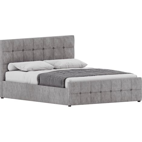 Valentina King Size Ottoman Bed Gel Memory Foam Pocket Spring Mattress, Crushed Velvet Silver (1/5)