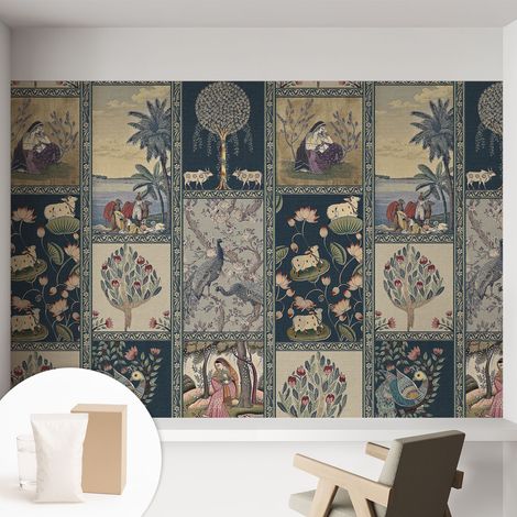 Papier peint intissé avec imprimé pour décoration intérieure pour rénovation a motif - Colle incluse gratuite Scène romantique 152x104 cm (1/5)