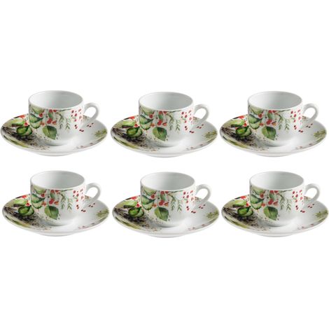 Galbiati set 6 tazze caffe Winter Garden Natale porcellana