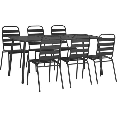 Set da Pranzo da Giardino 7 pz in Acciaio Antracite vidaXL (1/4)