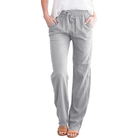 Pantalon de jogging à taille élastique Casyal pour femme, pantalon de survêtement long de sport, couleur unie, coupe ample (1/5)