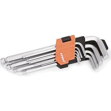 SET CHIAVI MASCHIO ESAGONALI LUNGHE KENDO C/SFERA 9 PEZZI 1,5 2 2,5 3 4 5 6 8 10 mm